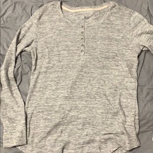 White/Gray waffle print long sleeve